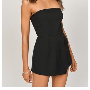 black strapless romper